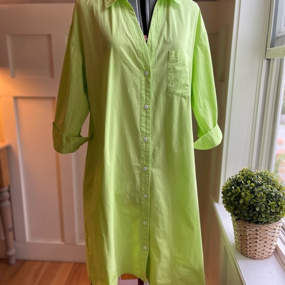 Wray Vibrant Cotton Green Shirt Dress Size Small - Picture 2 of 8